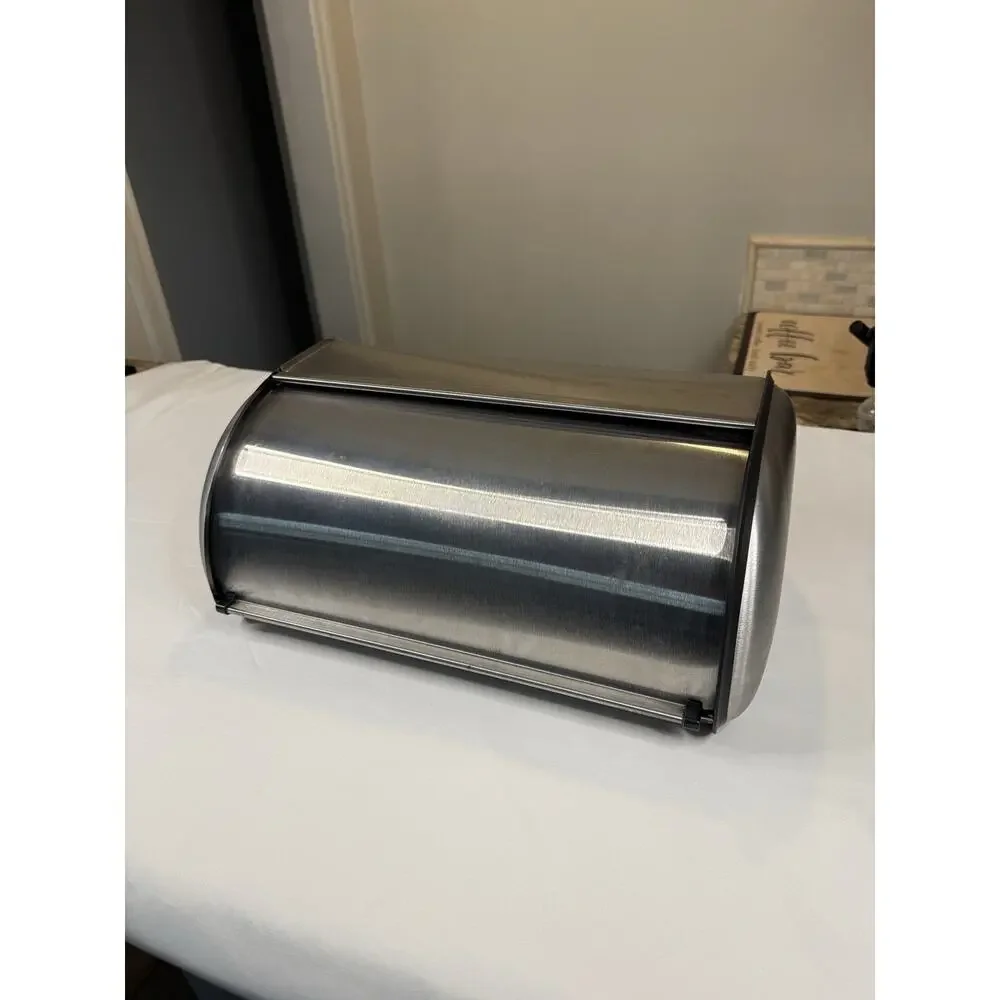 Stainless Steel Roll Top‎ Bread Box Countertop Kitchen Storage